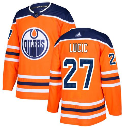 Adidas Edmonton Oilers 27 Milan Lucic Orange Home Authentic Stitched Youth NHL Jersey